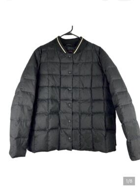 Trina Trina Turk Black Quilted Down Baseball Bomber Style Puffer Jacket Size M